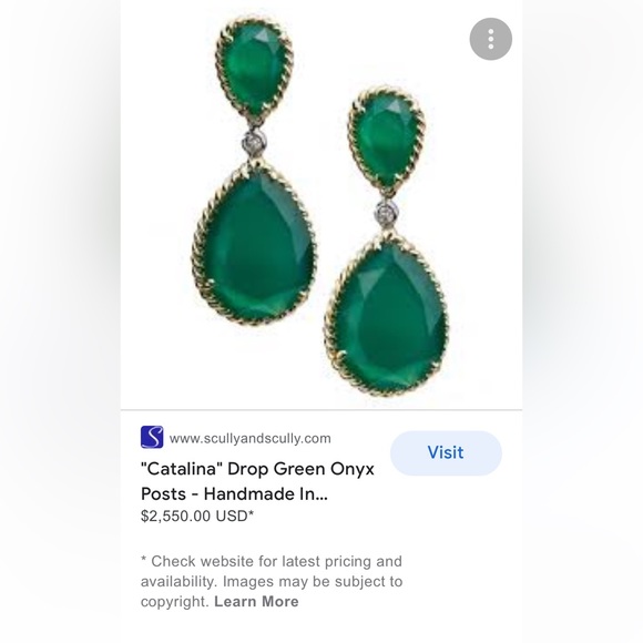 Drop Style Natural Green Onyx Earrings with Diamond Accent in 14kt Gold - Picture 4 of 6
